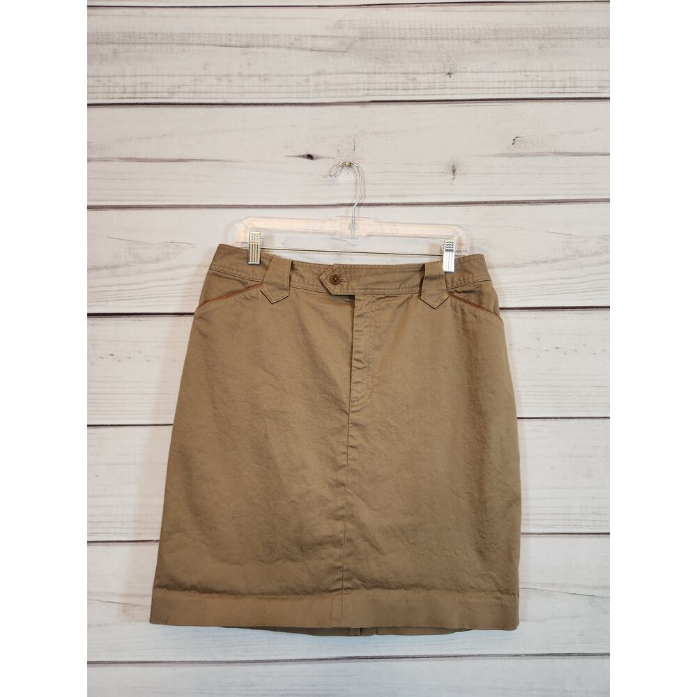 Ralph Lauren Jeans Co.‎ Women's Brown Stretch Cotton Pencil Skirt Size 14 Petite
